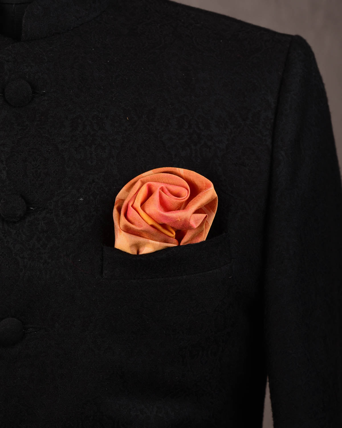 Shaded Yellow Ikat Handwoven Cotton Silk Pocket Square For Men-HolyWeaves