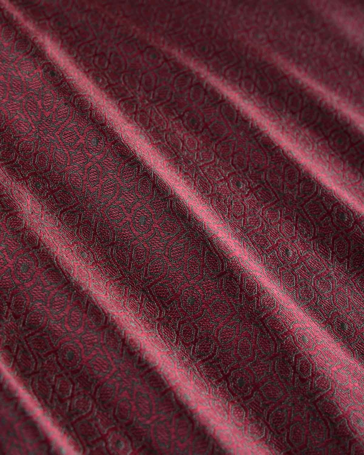 Purple On Gray Chequered Brocade Handwoven Katan Tanchoi Pocket Square for Men-HolyWeaves