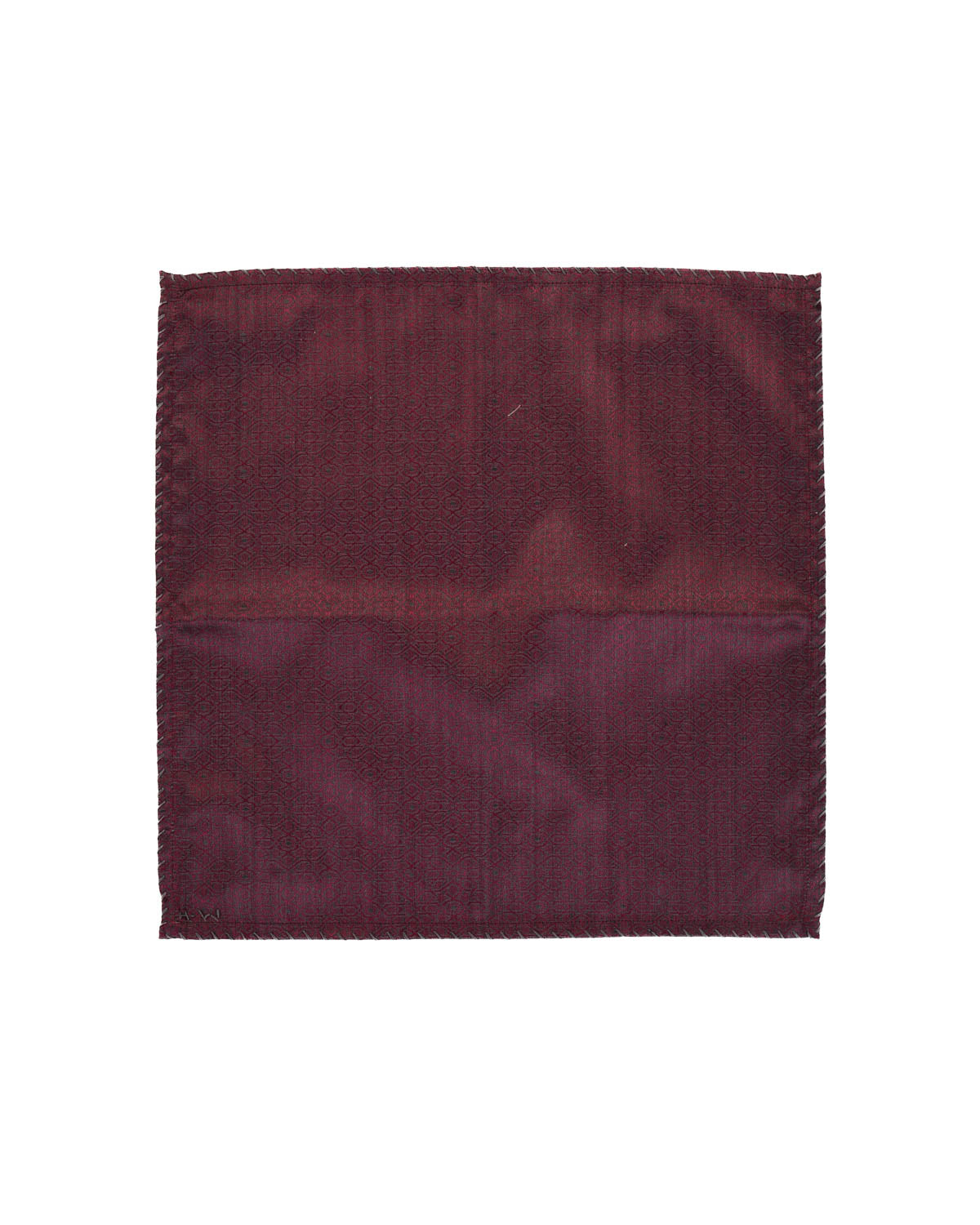 Purple On Gray Chequered Brocade Handwoven Katan Tanchoi Pocket Square for Men-HolyWeaves