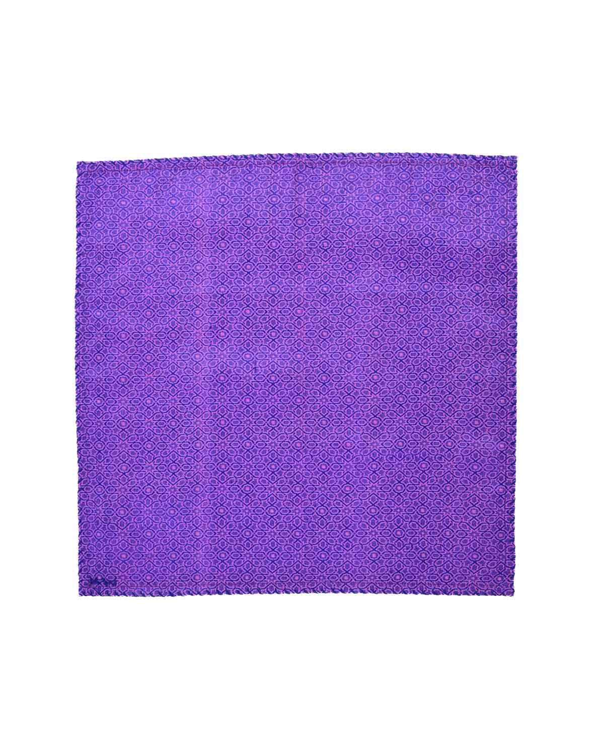 Iris Blue Banarasi Moroccon Mosaic Tanchoi Handwoven Silk Pocket Square-HolyWeaves