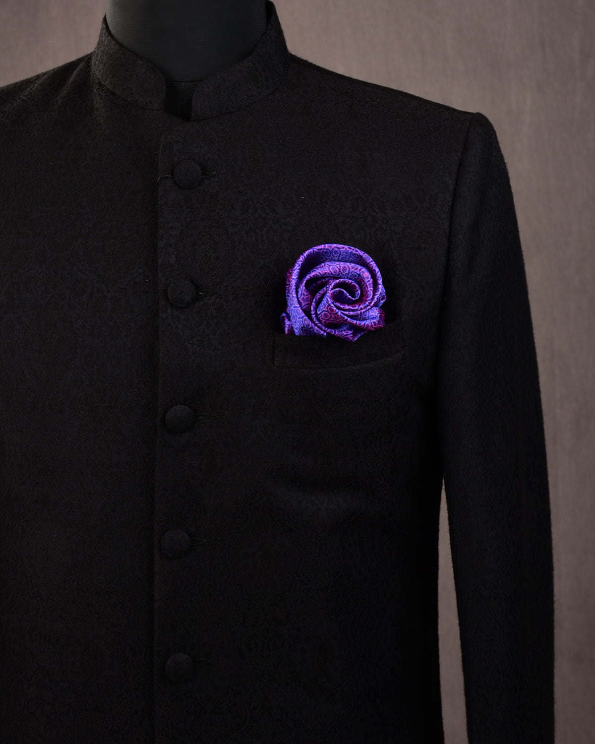 Iris Blue Banarasi Moroccon Mosaic Tanchoi Handwoven Silk Pocket Square-HolyWeaves