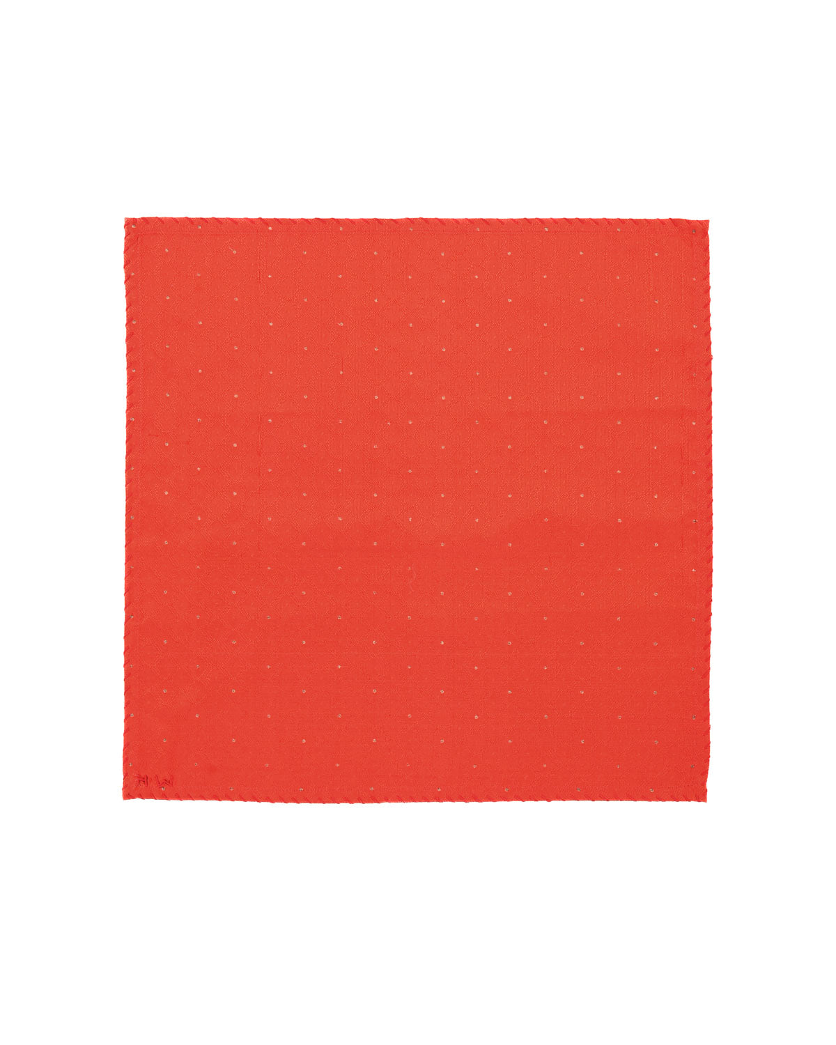 Vermilion Banarasi Geometric Grids Tanchoi Brocade Handwoven Silk Pocket Square with Zari Accents-HolyWeaves