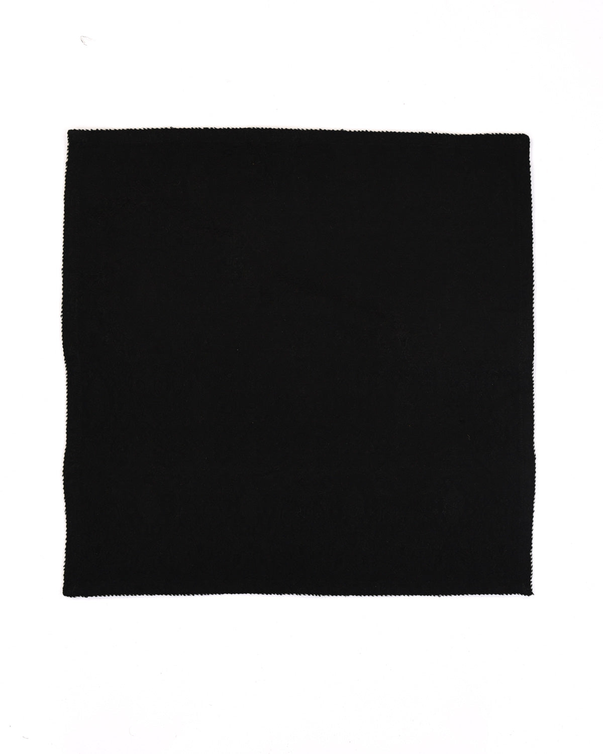 Black Damask Tanchoi Handwoven Silk Wool Pocket Square for Men with White Spiral Hand-Hemming-HolyWeaves
