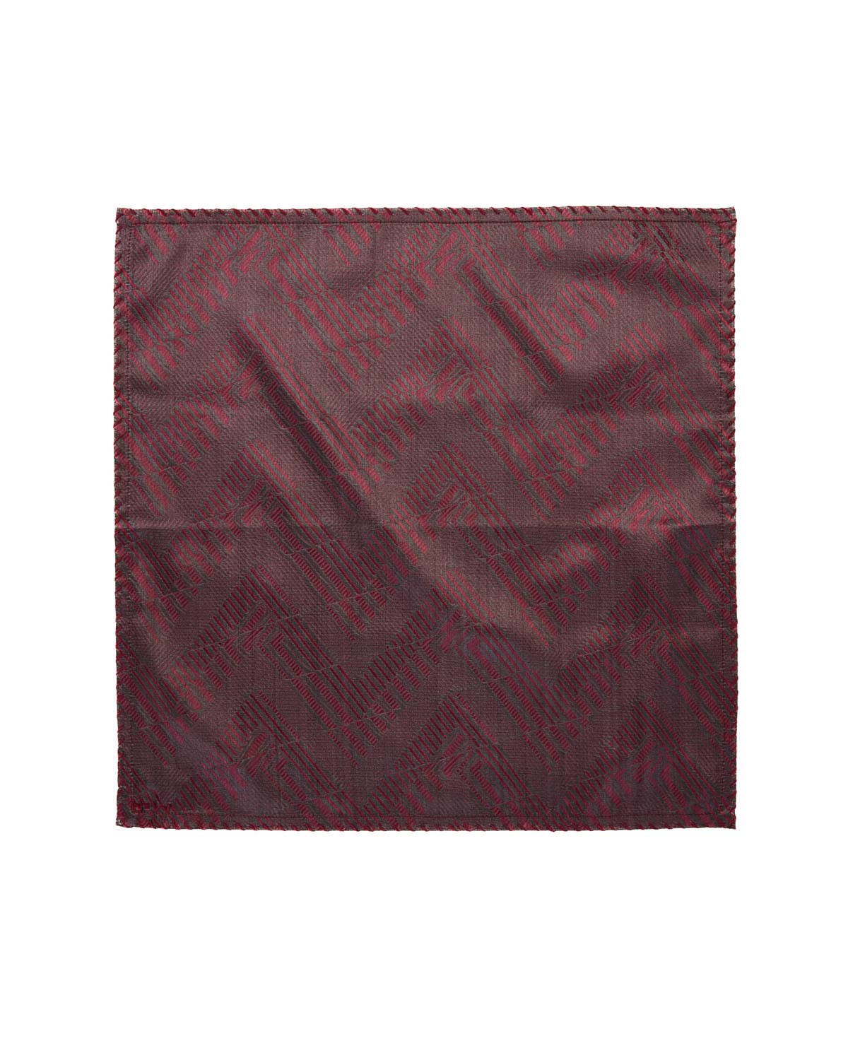 Garnet Banarasi Geometric Tanchoi Handwoven Silk Pocket Square-HolyWeaves