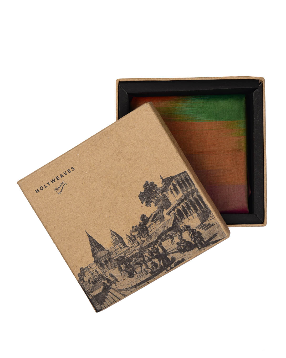 Vibgyor Green Banarasi Handwoven Silk Pocket Square-HolyWeaves