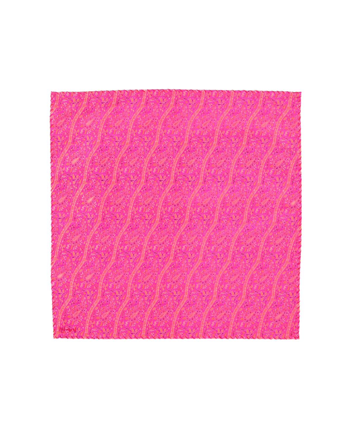 Pink Banarasi Diagonal Paisleys Tanchoi Brocade Handwoven Silk Pocket Square-HolyWeaves