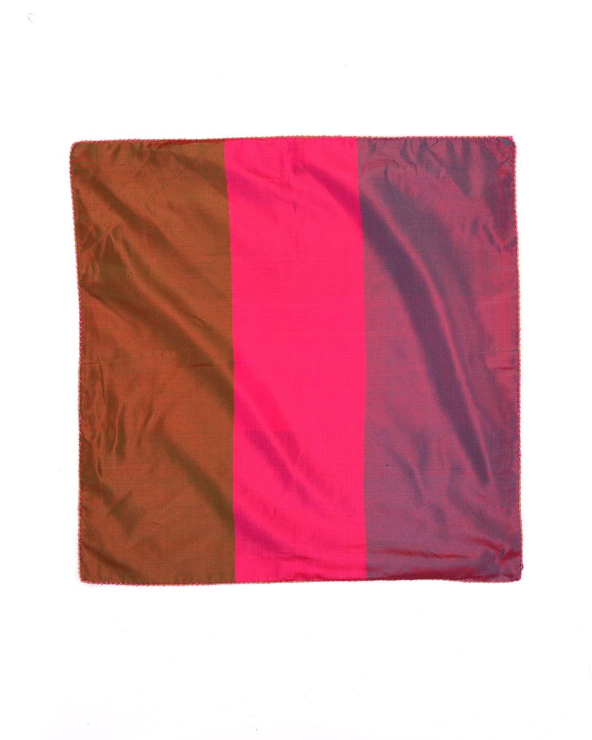 Rainbow Red-Pink Twin-Layer Double-Sided Ombre Handwoven Silk Pocket Square for Men with Spiral Hand-Hemming-HolyWeaves
