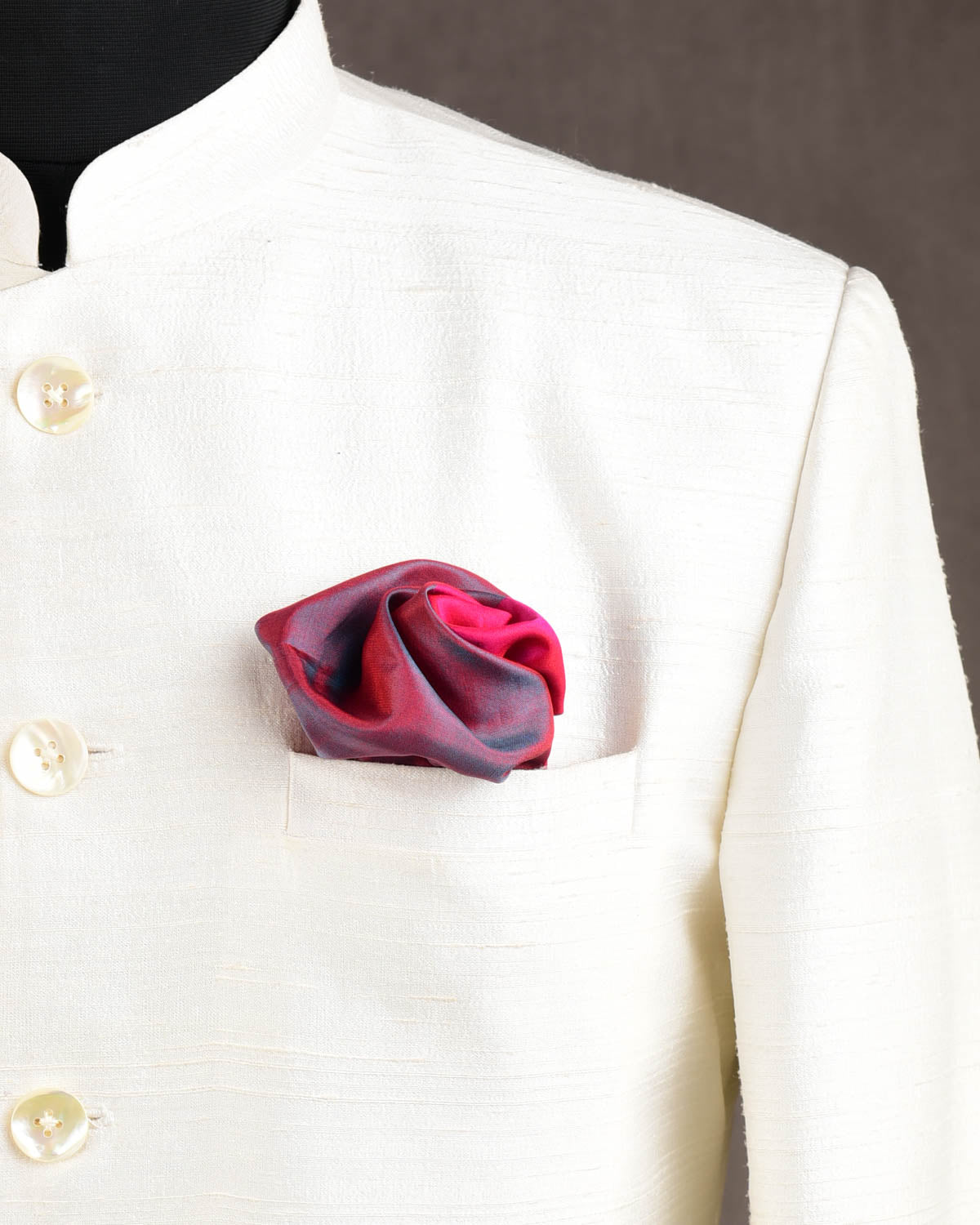 Rainbow Red-Pink Twin-Layer Double-Sided Ombre Handwoven Silk Pocket Square for Men with Spiral Hand-Hemming-HolyWeaves