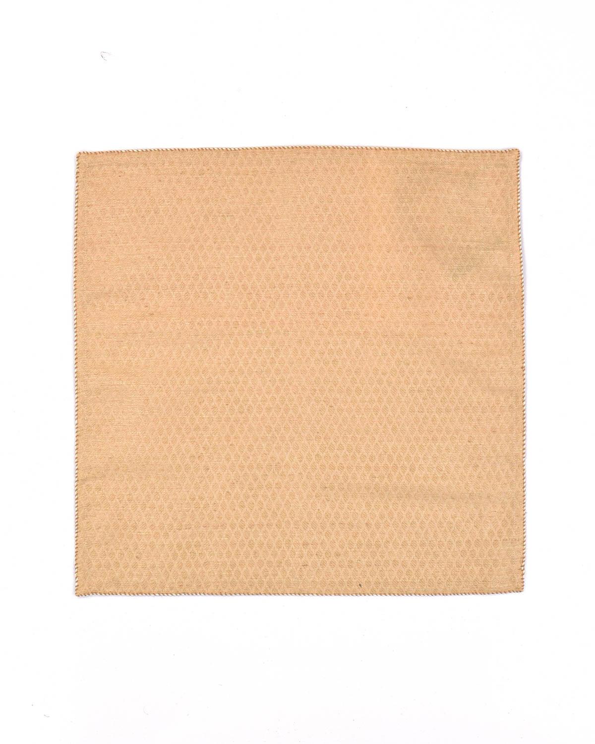 Beige Tanchoi Handwoven Linen Silk Pocket Square for Men with Spiral Hand-Hemming-HolyWeaves