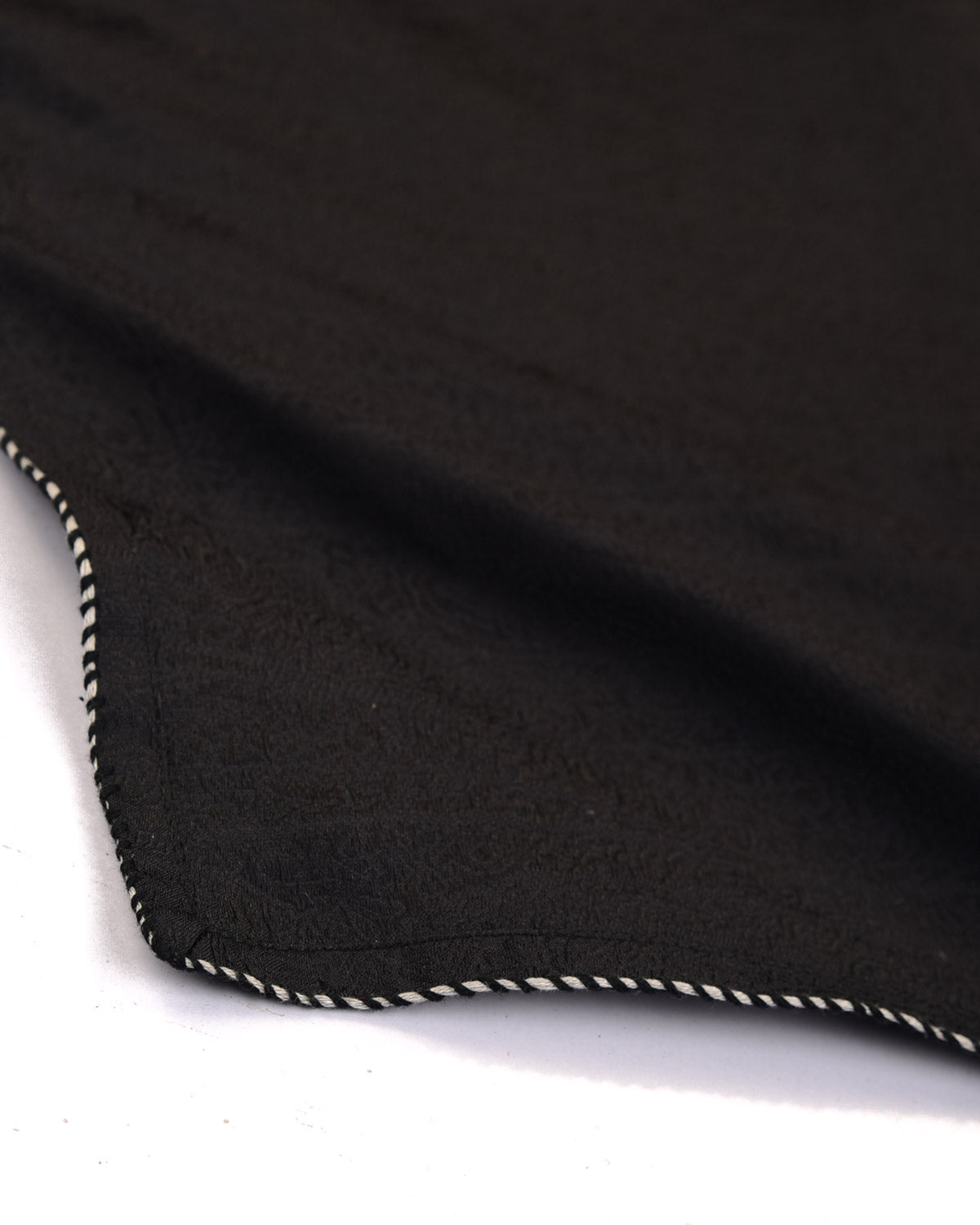 Black Paisleys Tanchoi Brocade Handwoven Silk Pocket Square for Men with Spiral Hand-Hemming-HolyWeaves