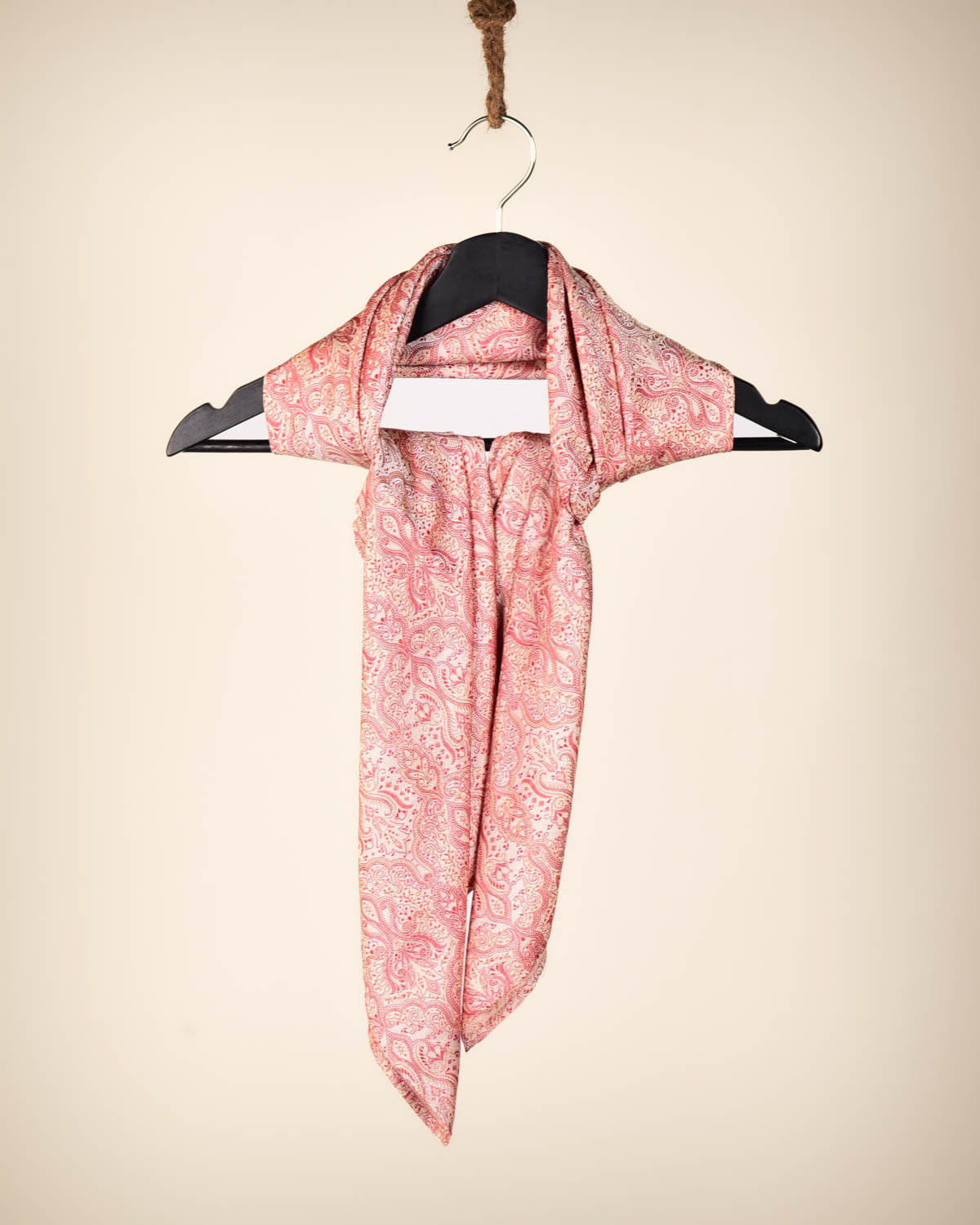 Red On White Banarasi Jamawar Handwoven Silk Scarf 38"x38" - By HolyWeaves, Benares