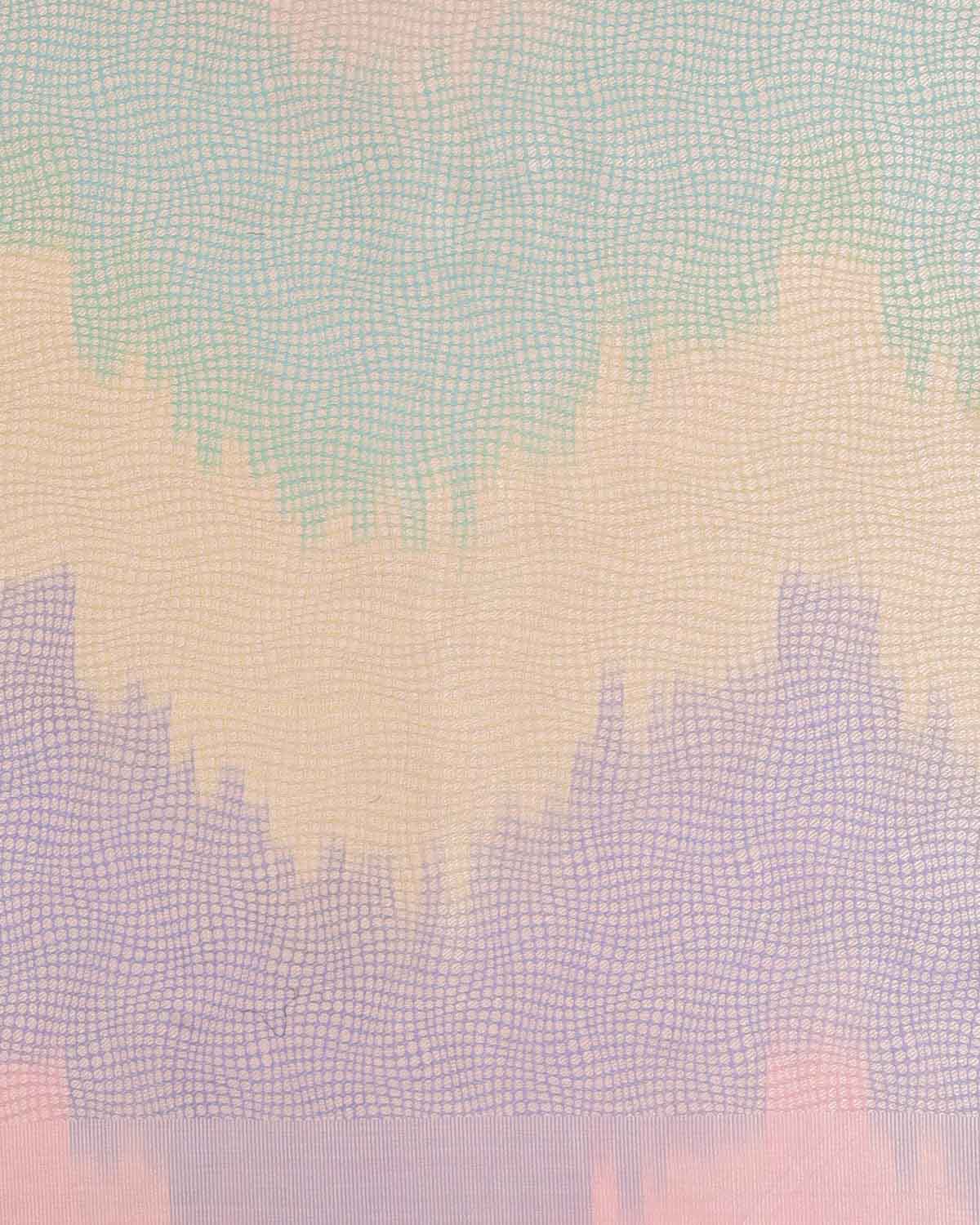 Multi-color Metallic Python Stripes Brocade Handwoven Silk Wool Scarf 80"x22"-HolyWeaves