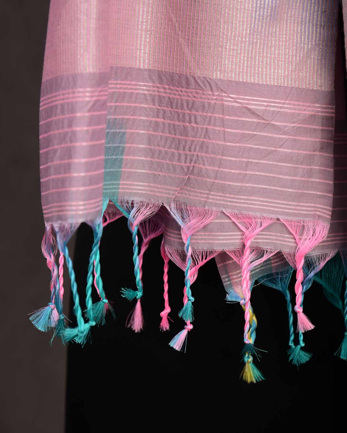 Multi-color Metallic Python Stripes Brocade Handwoven Silk Wool Scarf 80"x22"-HolyWeaves