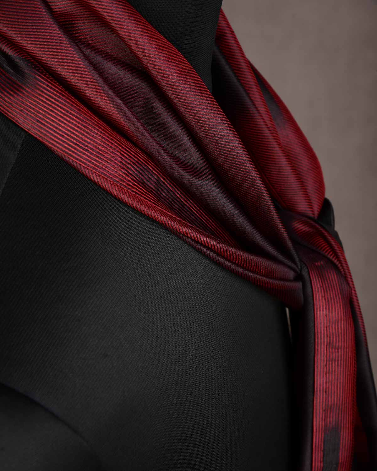 Ombre Maroon Drill Handwoven Silk Unisex Scarf 80"x22"-HolyWeaves