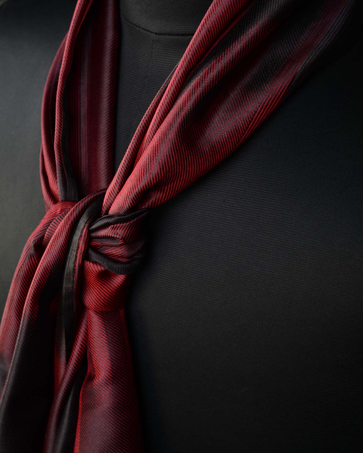 Ombre Maroon Drill Handwoven Silk Unisex Scarf 80"x22"-HolyWeaves