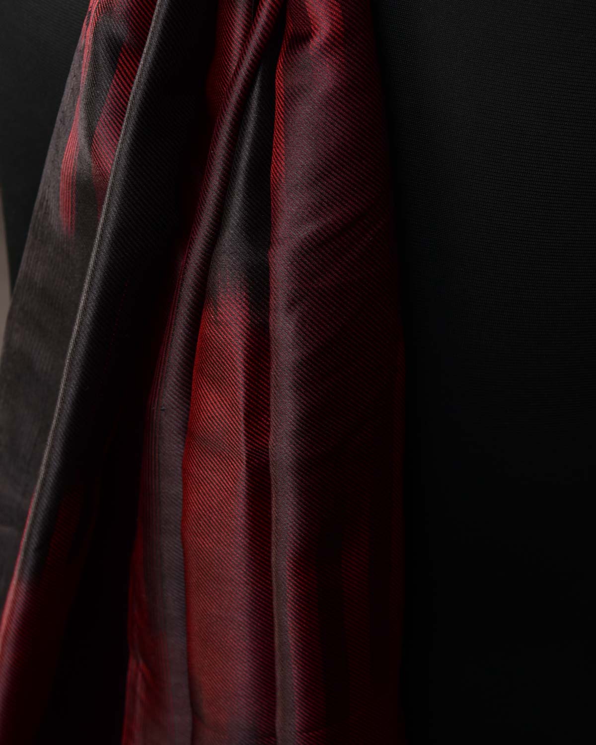 Ombre Maroon Drill Handwoven Silk Unisex Scarf 80"x22"-HolyWeaves