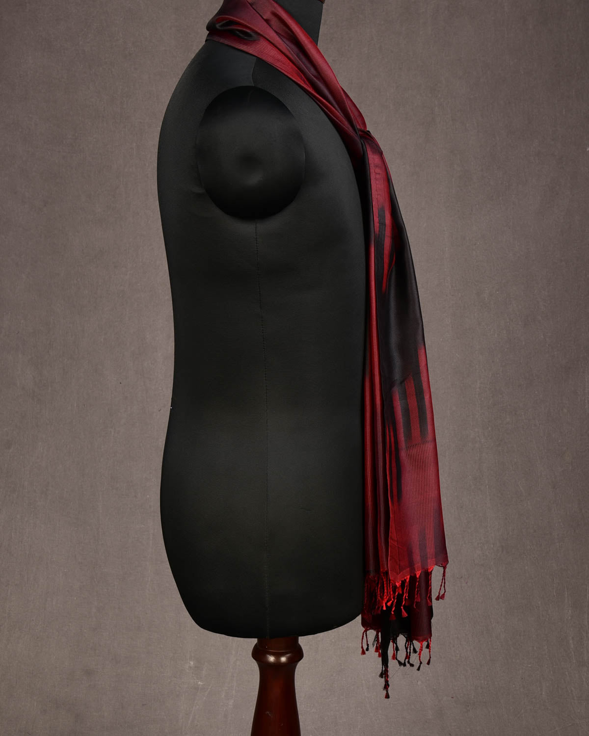 Ombre Maroon Drill Handwoven Silk Unisex Scarf 80"x22"-HolyWeaves