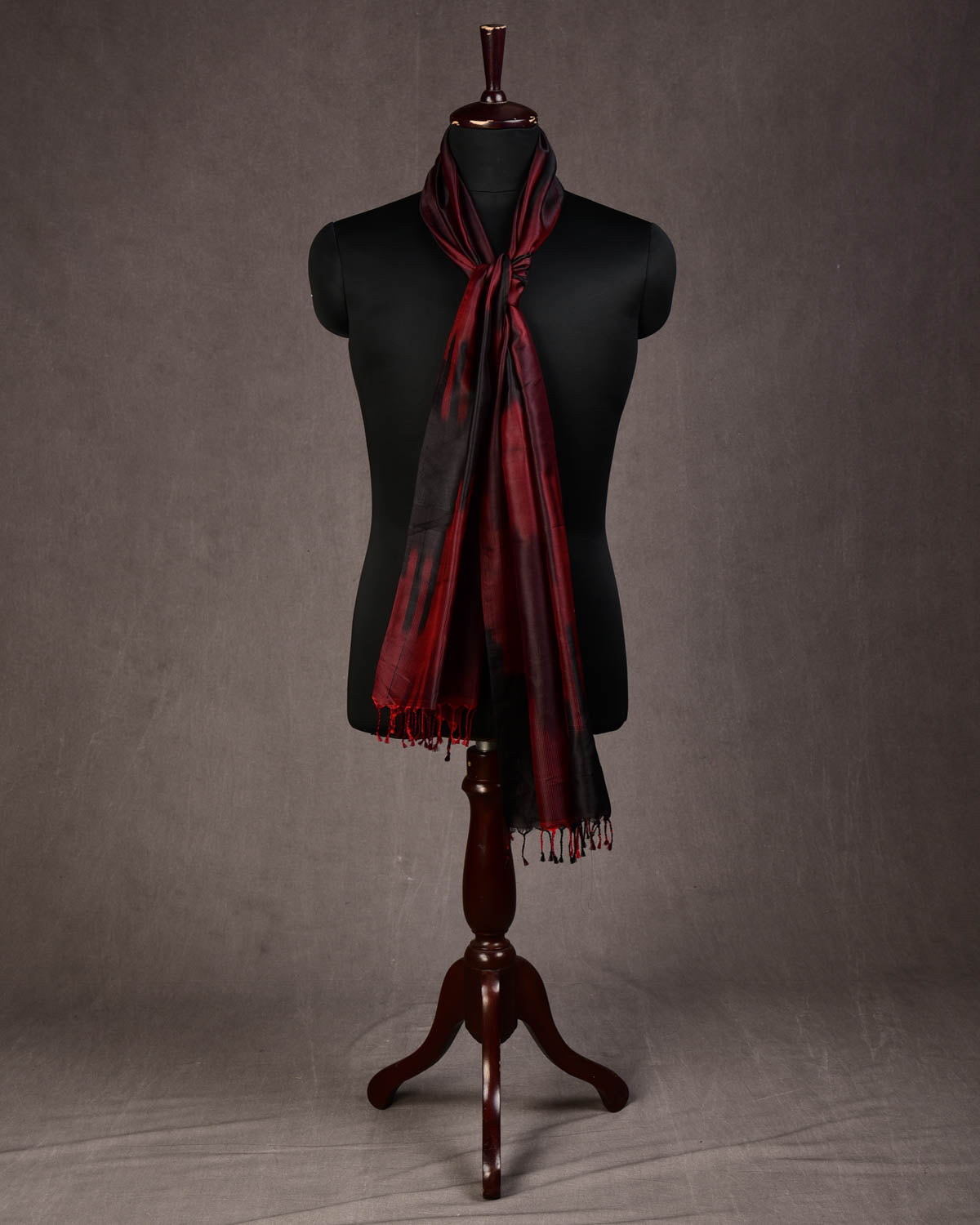 Ombre Maroon Drill Handwoven Silk Unisex Scarf 80"x22"-HolyWeaves