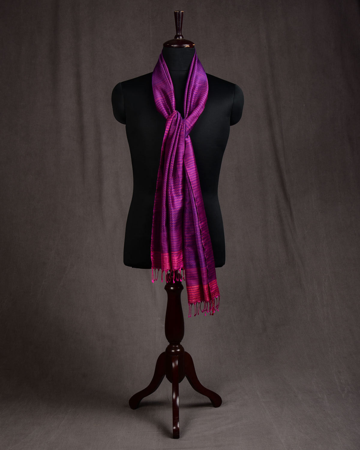 Multi-color Purple Diamonds Tanchoi Handwoven Silk Unisex Scarf 80"x22"-HolyWeaves