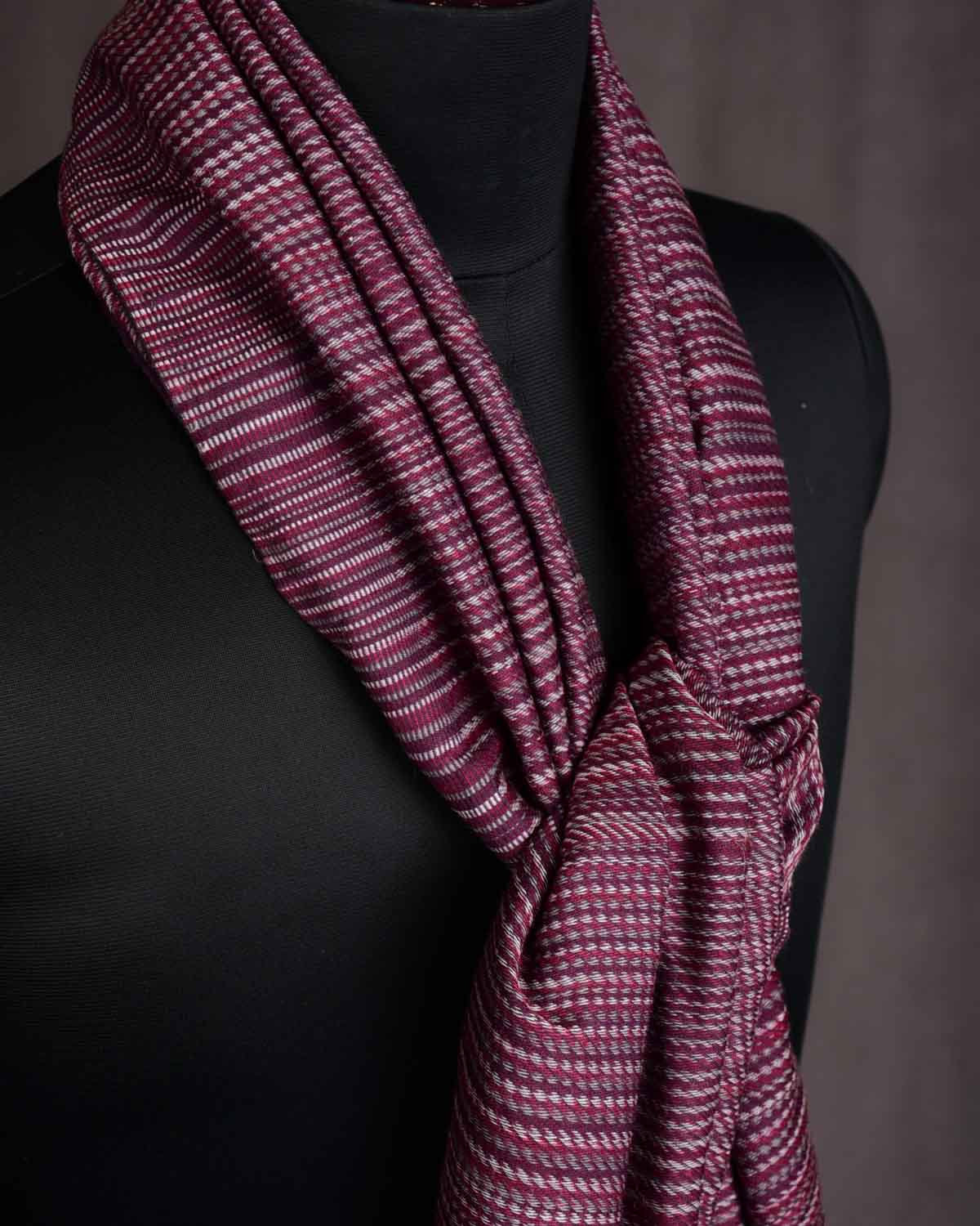 Mahogany Handwoven Silk Wool Unisex Scarf 80"x22"-HolyWeaves