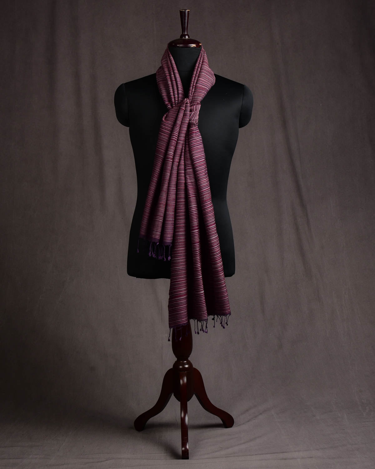 Mahogany Handwoven Silk Wool Unisex Scarf 80"x22"-HolyWeaves