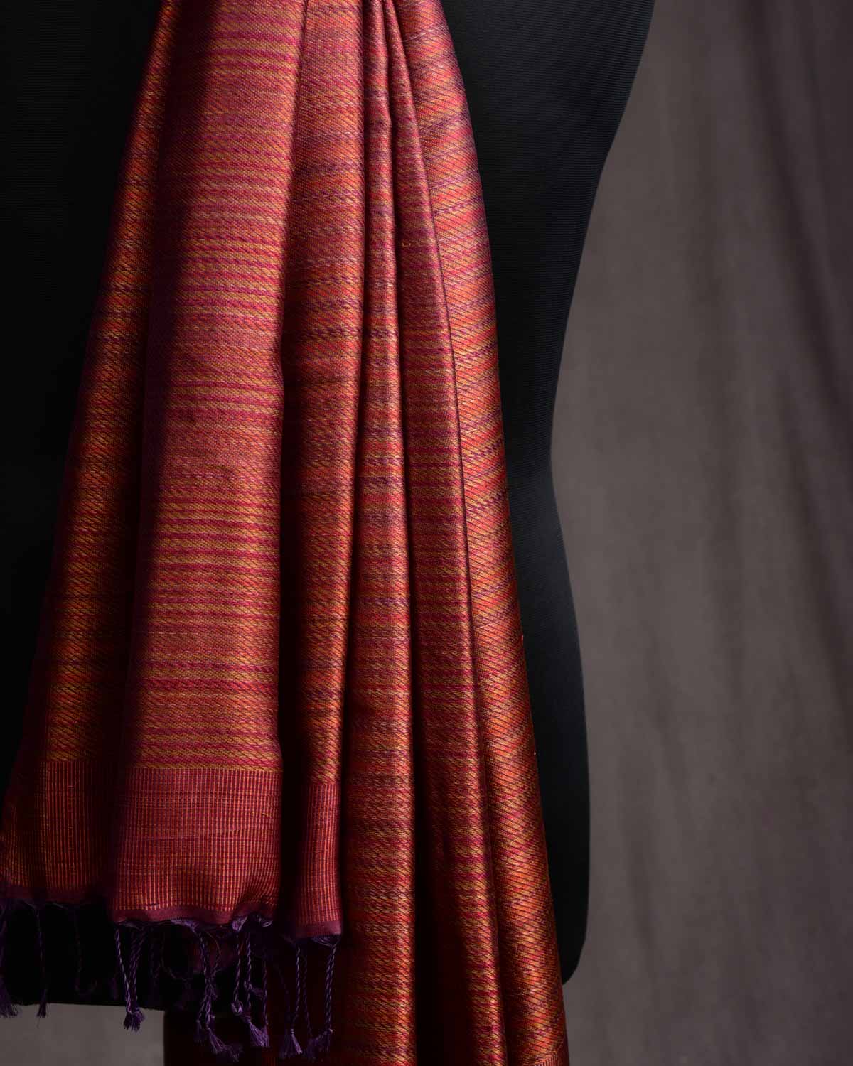 Variegated Multi-color Houndstooth Tanchoi Handwoven Silk Unisex Scarf 80"x22"-HolyWeaves