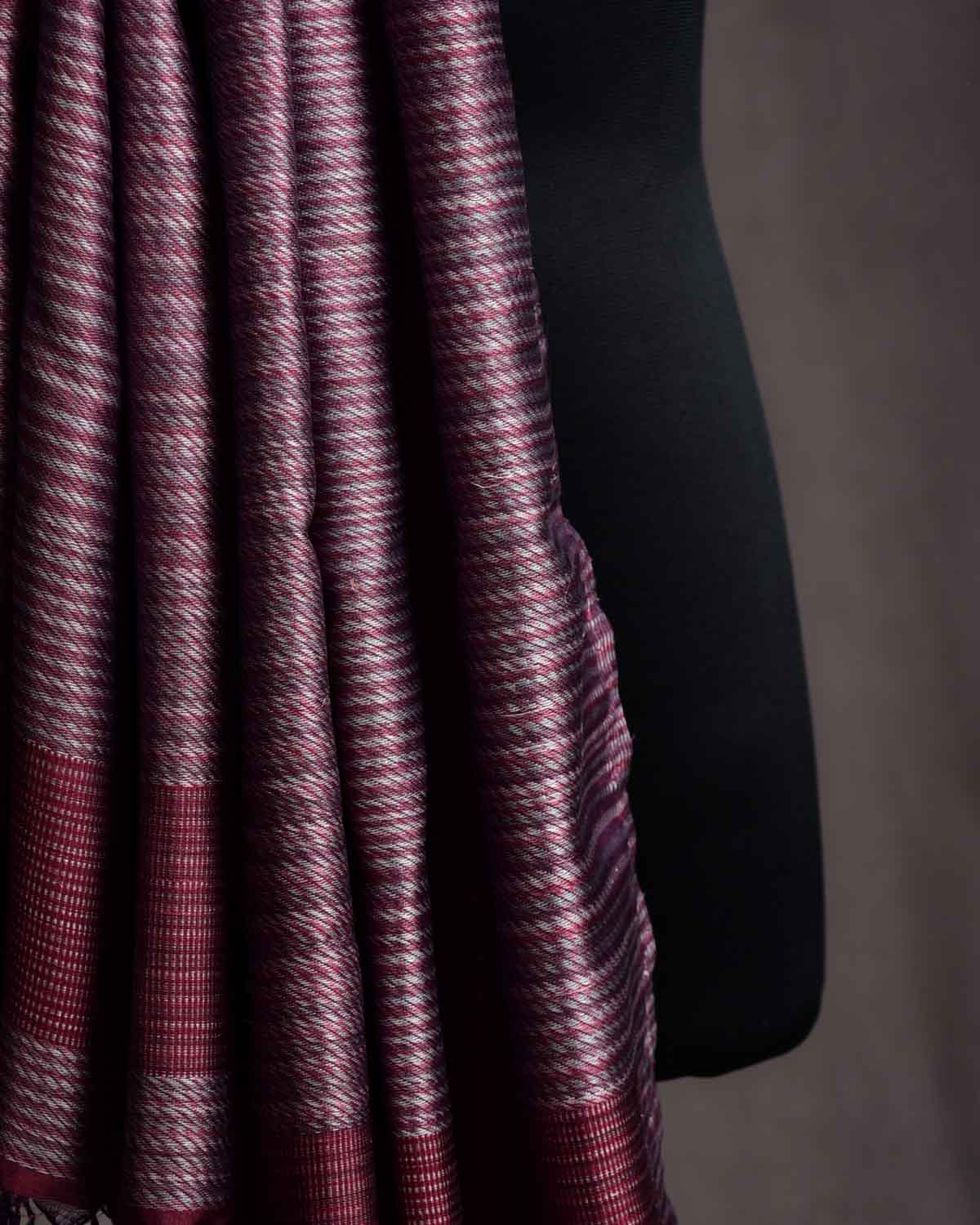 Variegated Multi-color Houndstooth Tanchoi Handwoven Silk Unisex Scarf 80"x22"-HolyWeaves