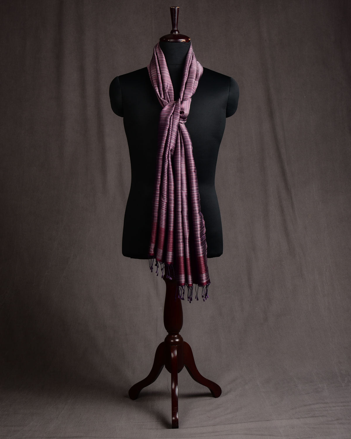 Variegated Multi-color Houndstooth Tanchoi Handwoven Silk Unisex Scarf 80"x22"-HolyWeaves