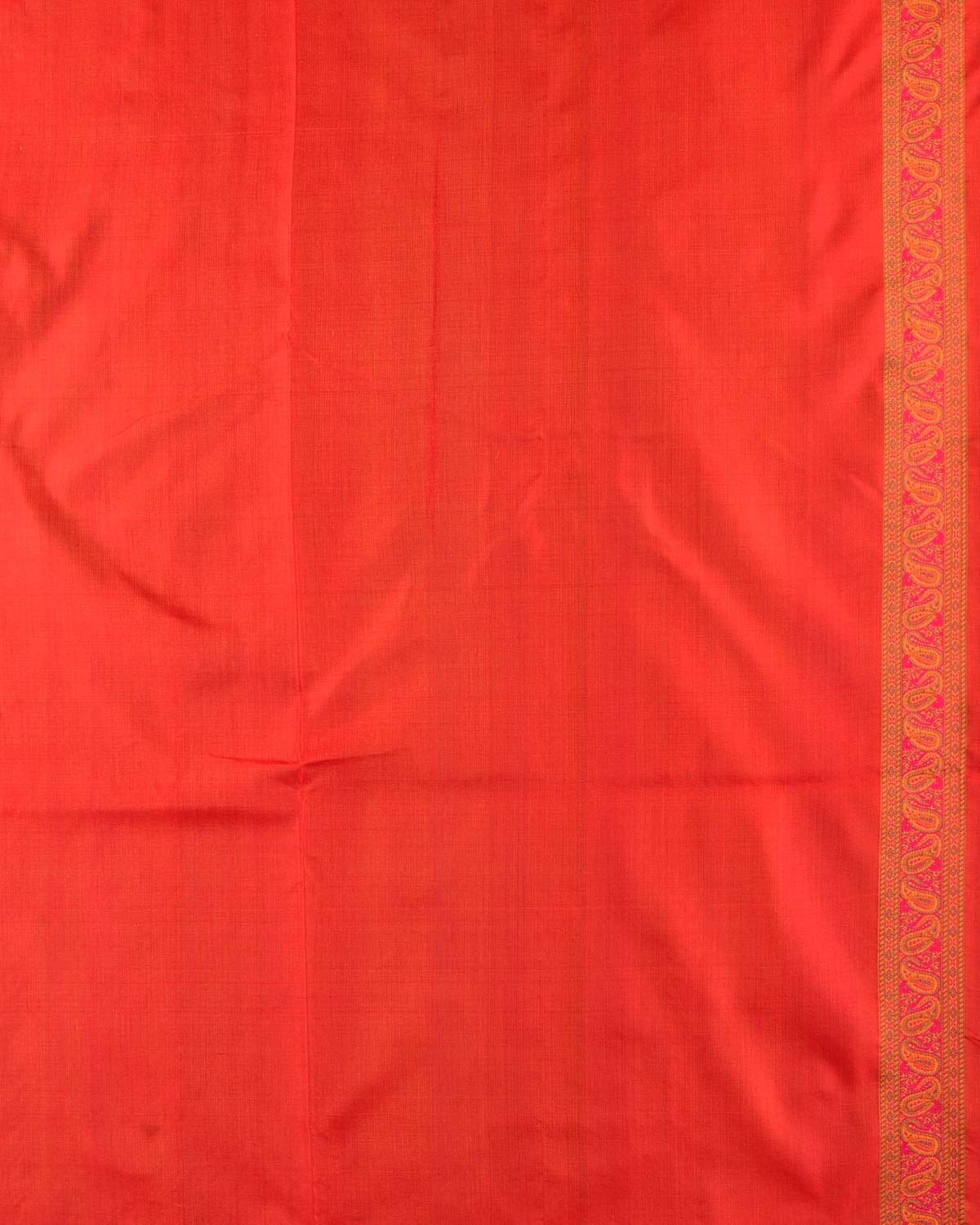 Red Tehri Paisley Ektara Jamawar Handwoven Katan Silk Banarasi Saree-HolyWeaves