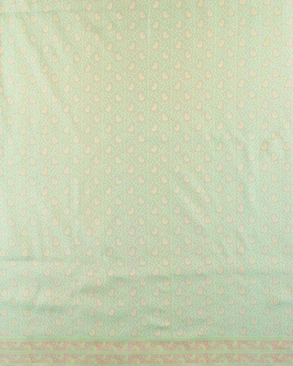 Aqua Marine Tehri Paisley Ektara Jamawar Handwoven Katan Silk Banarasi Saree-HolyWeaves