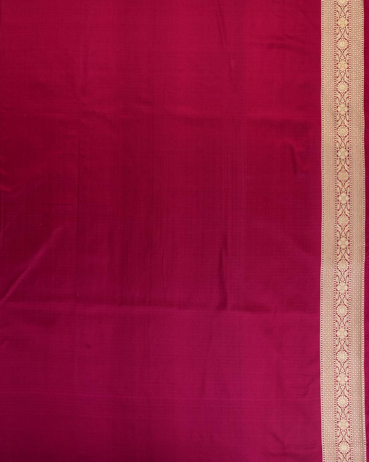 Shot Magenta Gold & Silver Zari Alfi Buta Cutwork Brocade Handwoven Katan Silk Banarasi Saree-HolyWeaves