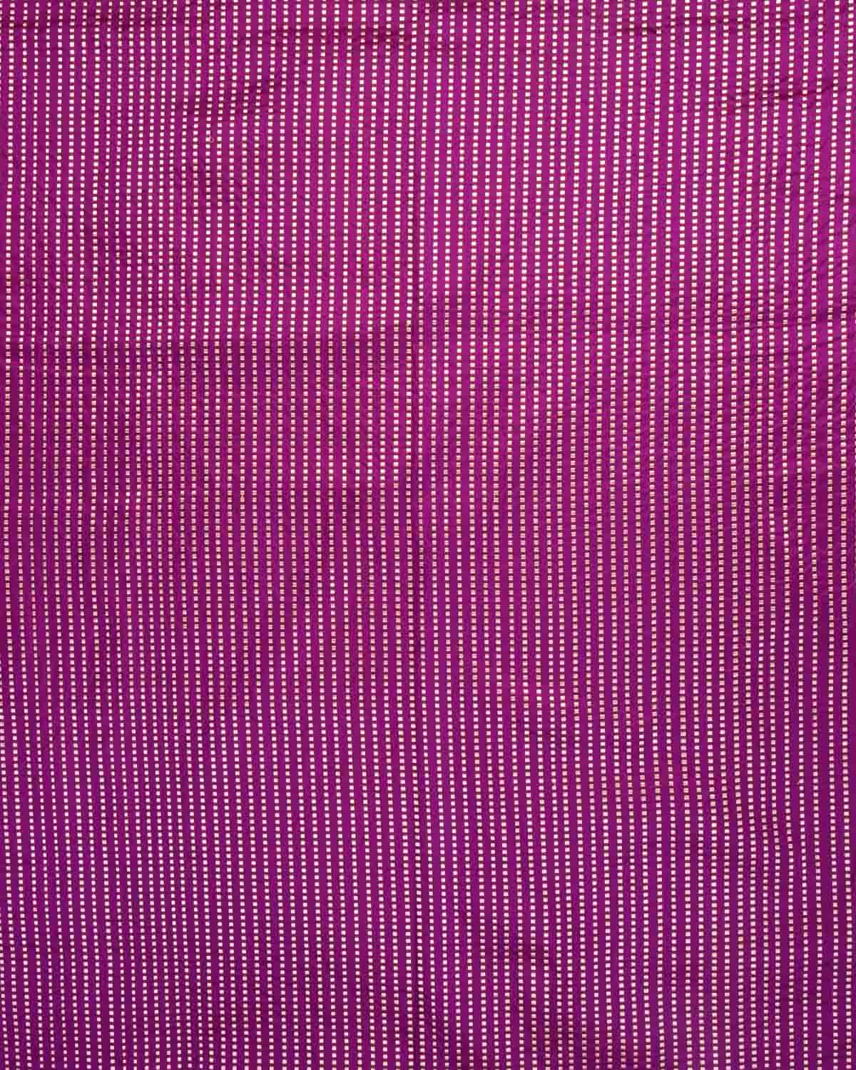 Purple Gold & Silver Zari & Resham Meena Gharchola Kadhuan Brocade Handwoven Katan Silk Banarasi Saree-HolyWeaves