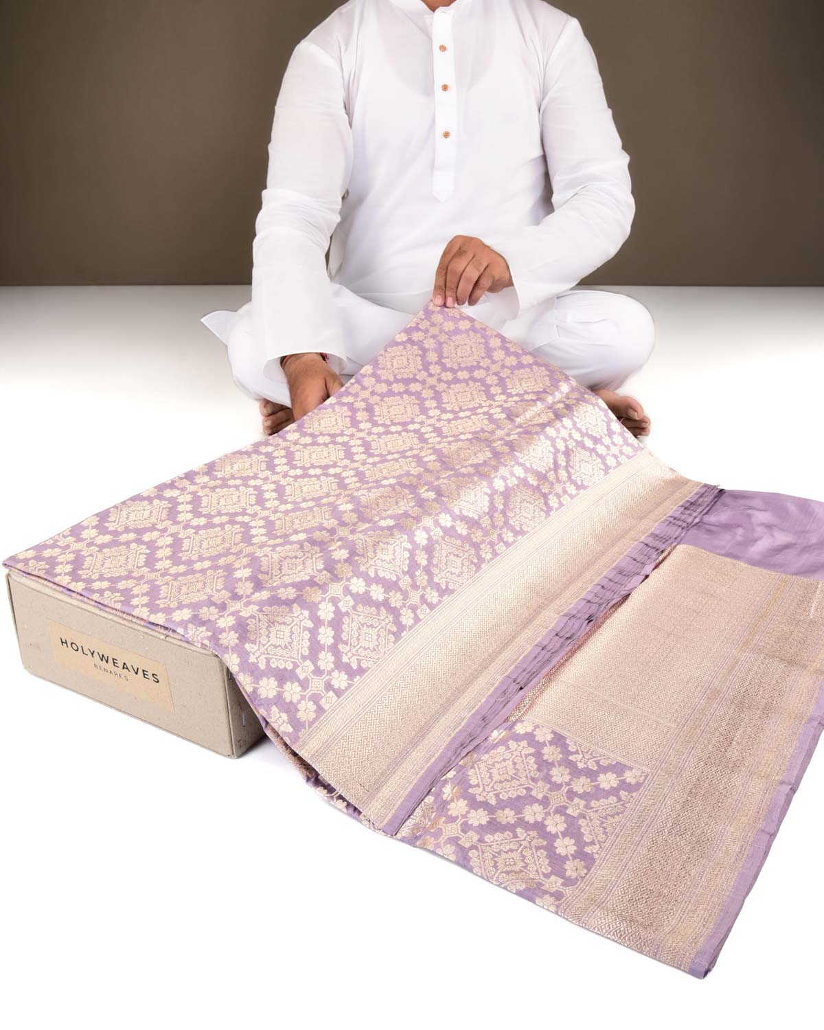 Mauve Banarasi Gold Zari Jaal Cutwork Brocade Handwoven Katan Silk Saree-HolyWeaves