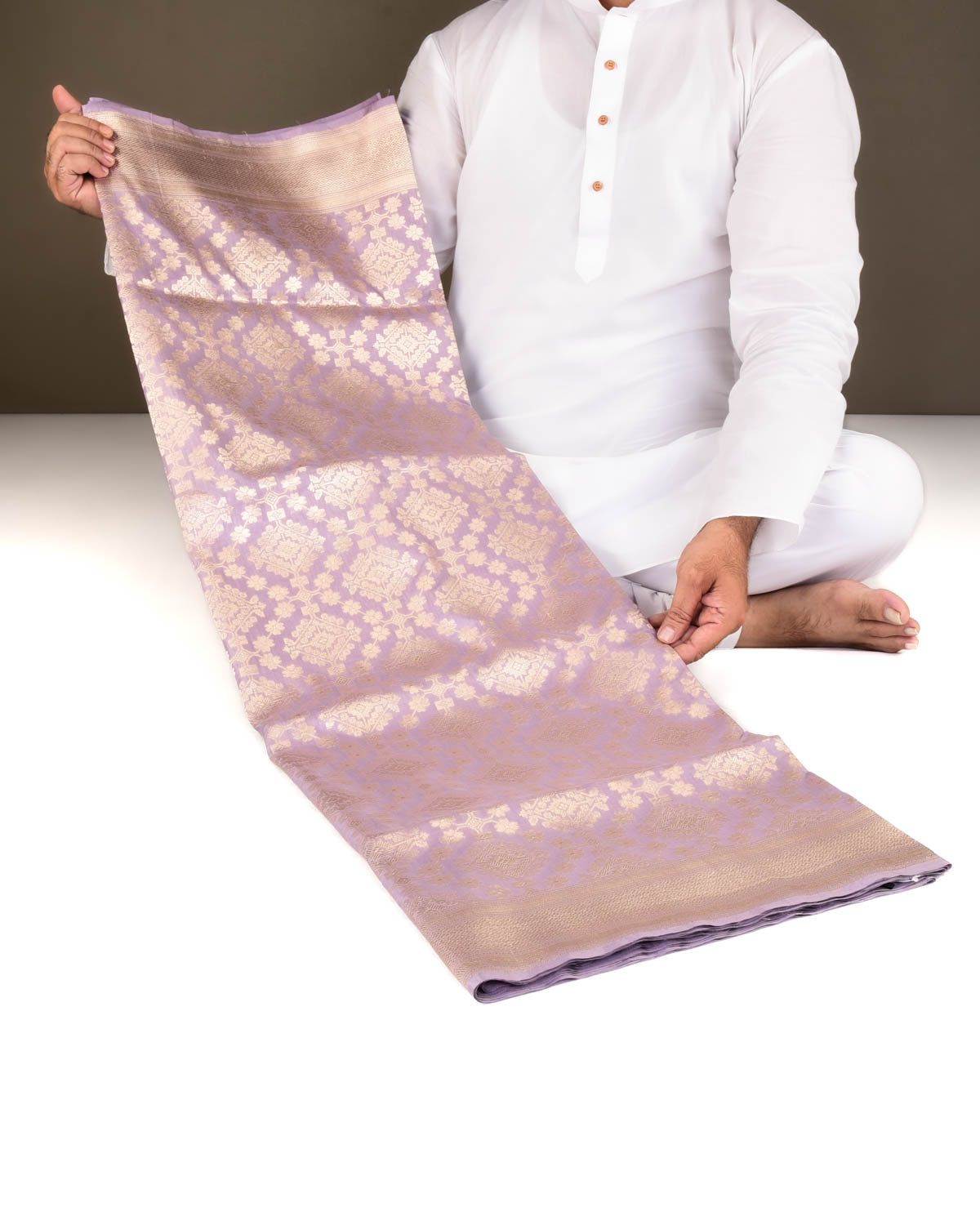 Mauve Banarasi Gold Zari Jaal Cutwork Brocade Handwoven Katan Silk Saree-HolyWeaves