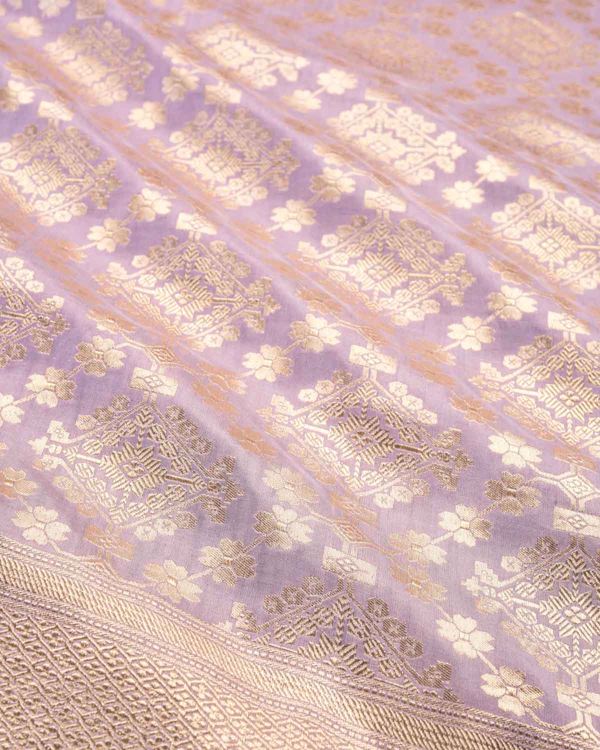 Mauve Banarasi Gold Zari Jaal Cutwork Brocade Handwoven Katan Silk Saree-HolyWeaves