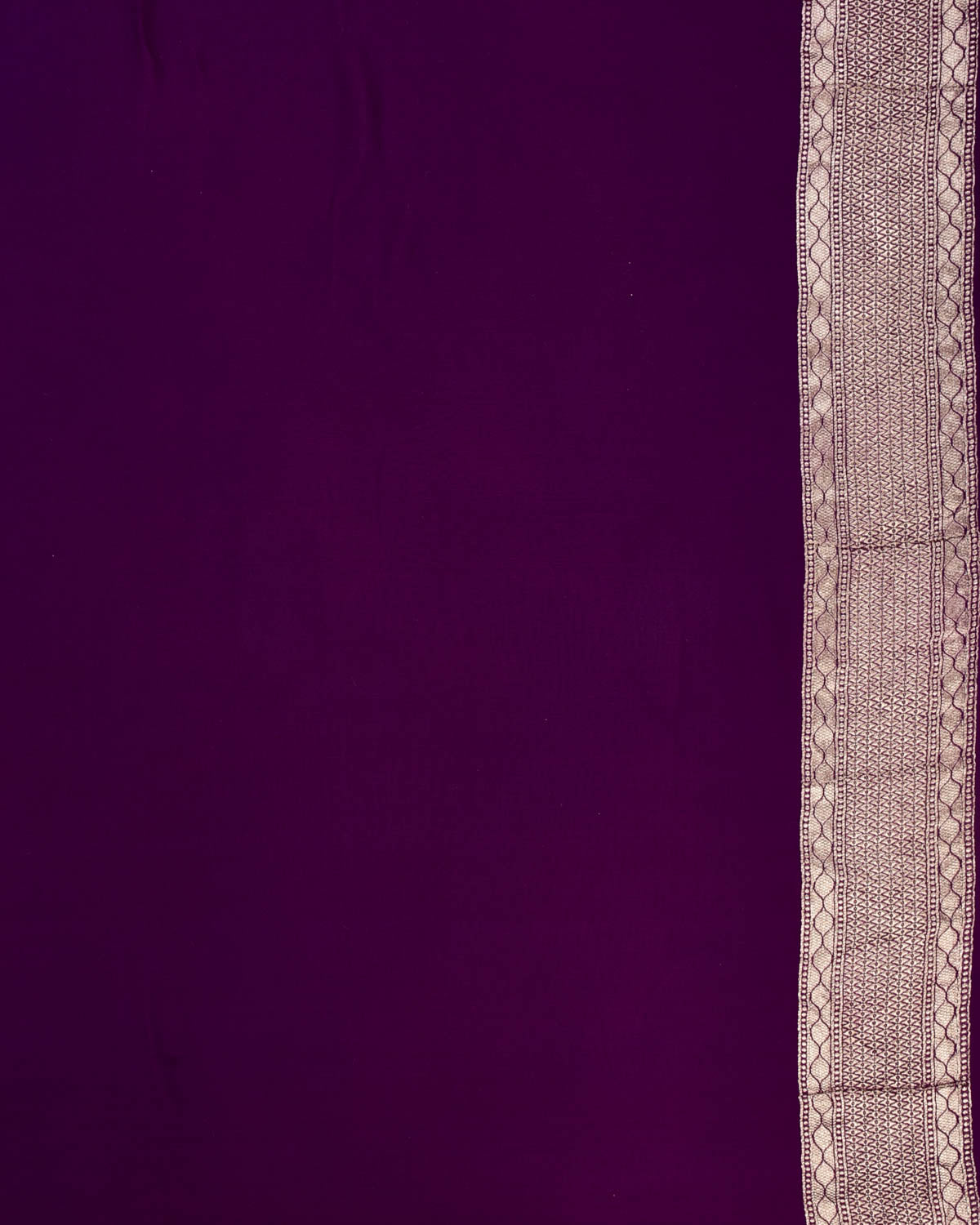 Ombré Pink-Purple Banarasi Horizontal Stripes Cutwork Brocade Handwoven Khaddi Georgette Saree with Contrast Pink Border Pallu - By HolyWeaves, Benares