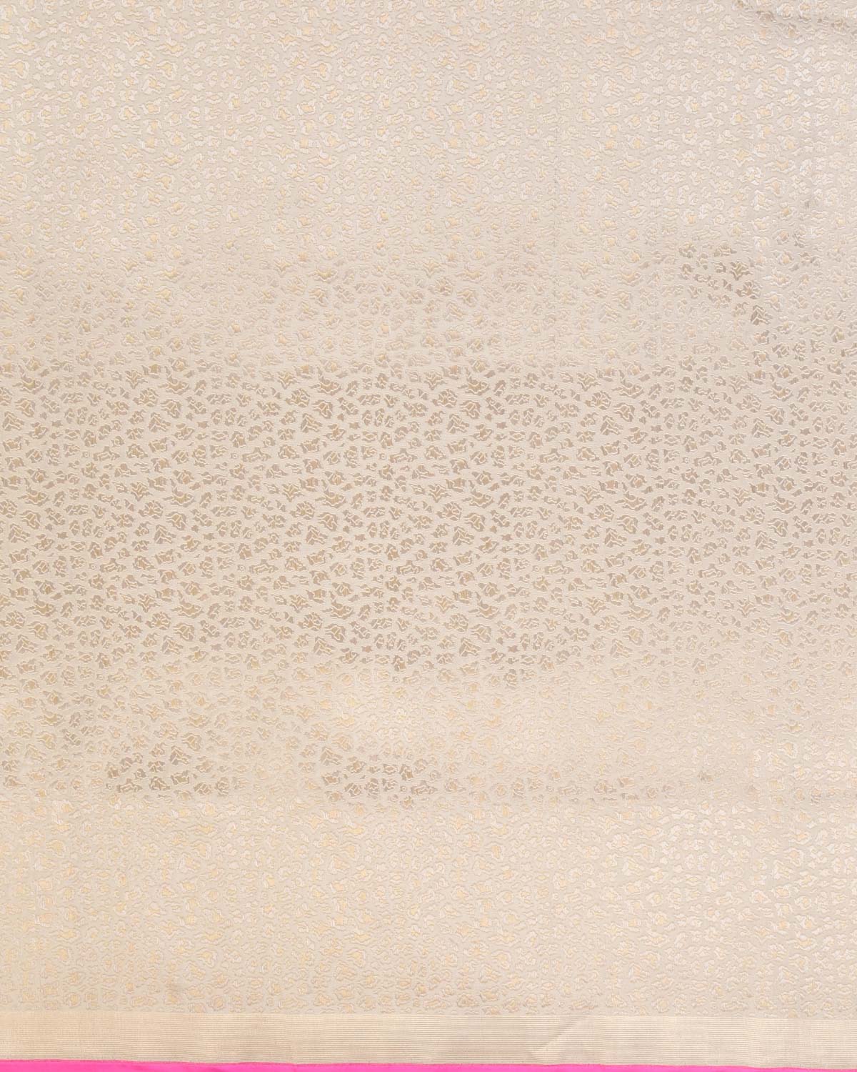 White Banarasi Alfi Jaguar Silver & Gold Zari Brocade Handwoven Katan Silk Saree - By HolyWeaves, Benares