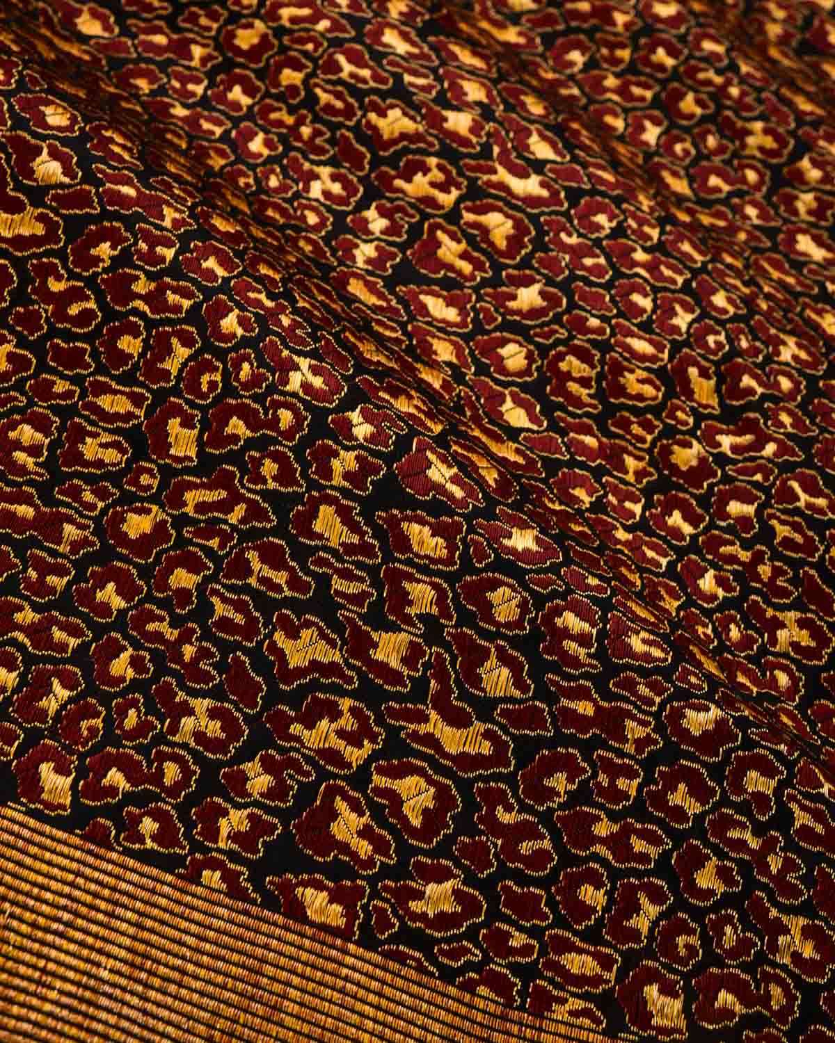 Black Banarasi Alfi Jaguar Resham Brocade Handwoven Katan Silk Saree - By HolyWeaves, Benares