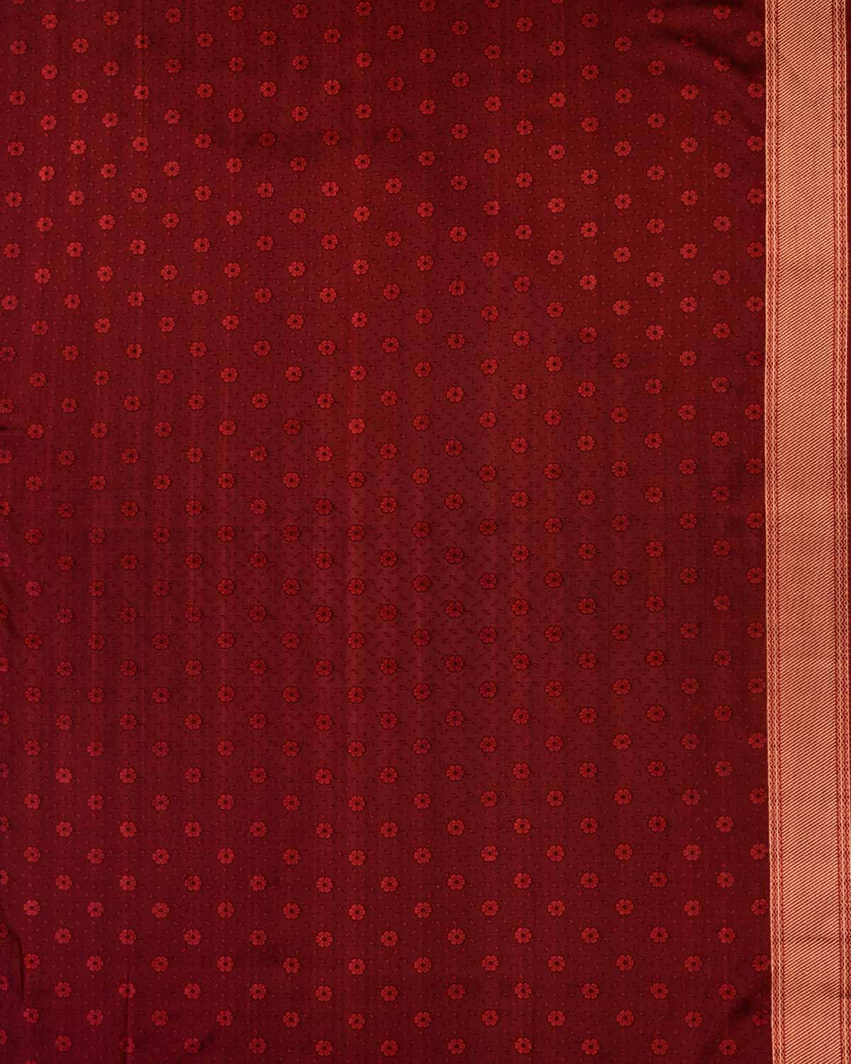 Maroon Banarasi African Tribal Copper Zari Resham Alfi Brocade Handwoven Katan Silk Saree-HolyWeaves