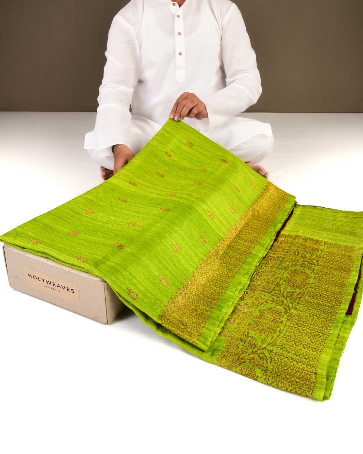 parrot green saree with contrast blouse