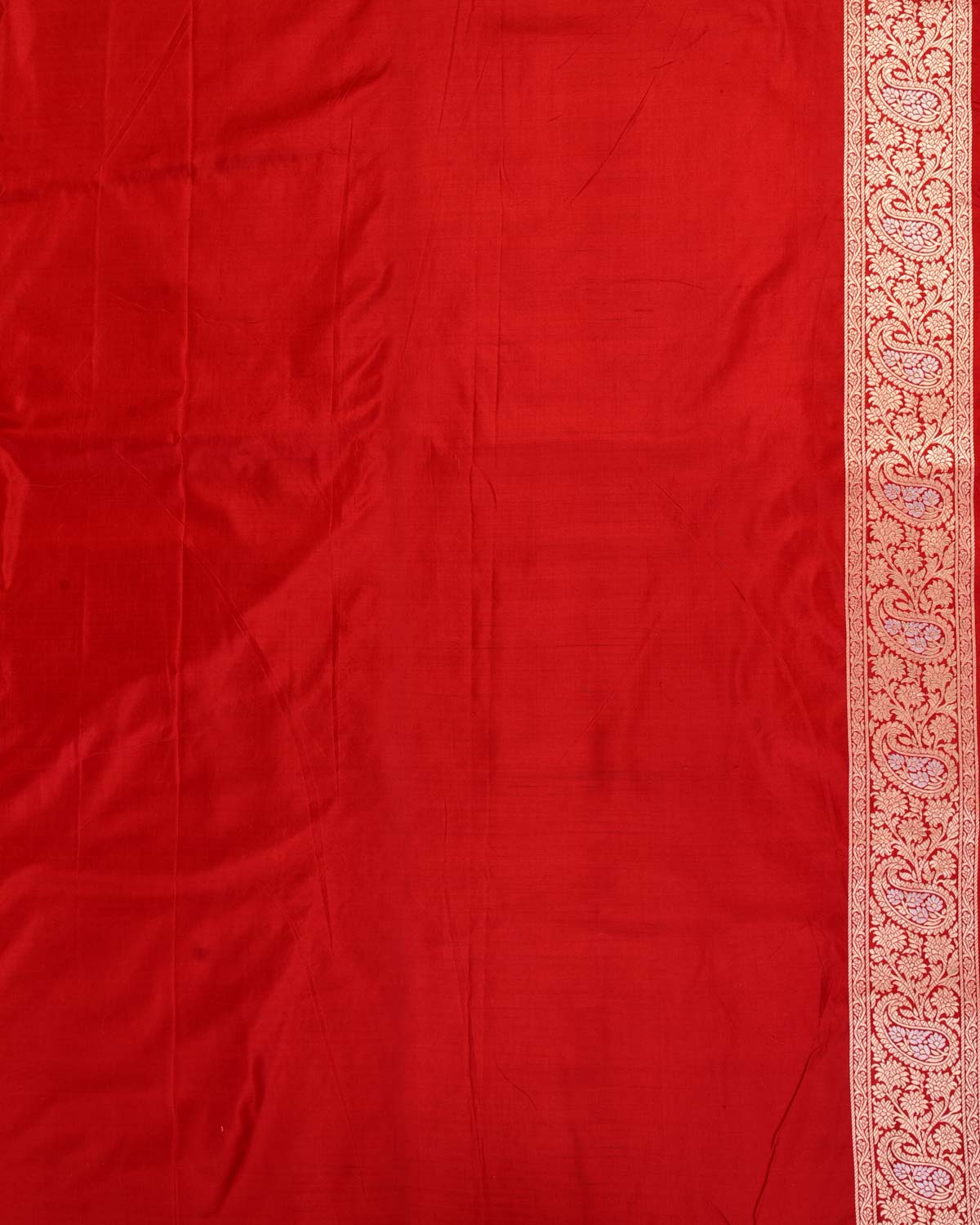 Bridal Red Banarasi Gold & Silver Zari Floral Jaal Cutwork Brocade Handwoven Katan Silk Saree-HolyWeaves