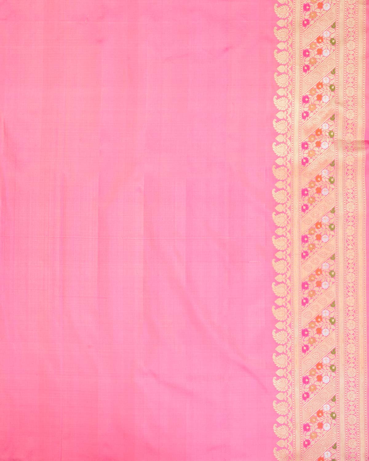 Peach Banarasi Gold Silver & Antique Zari Maize Buta Cutwork Brocade Handwoven Katan Silk Saree-HolyWeaves