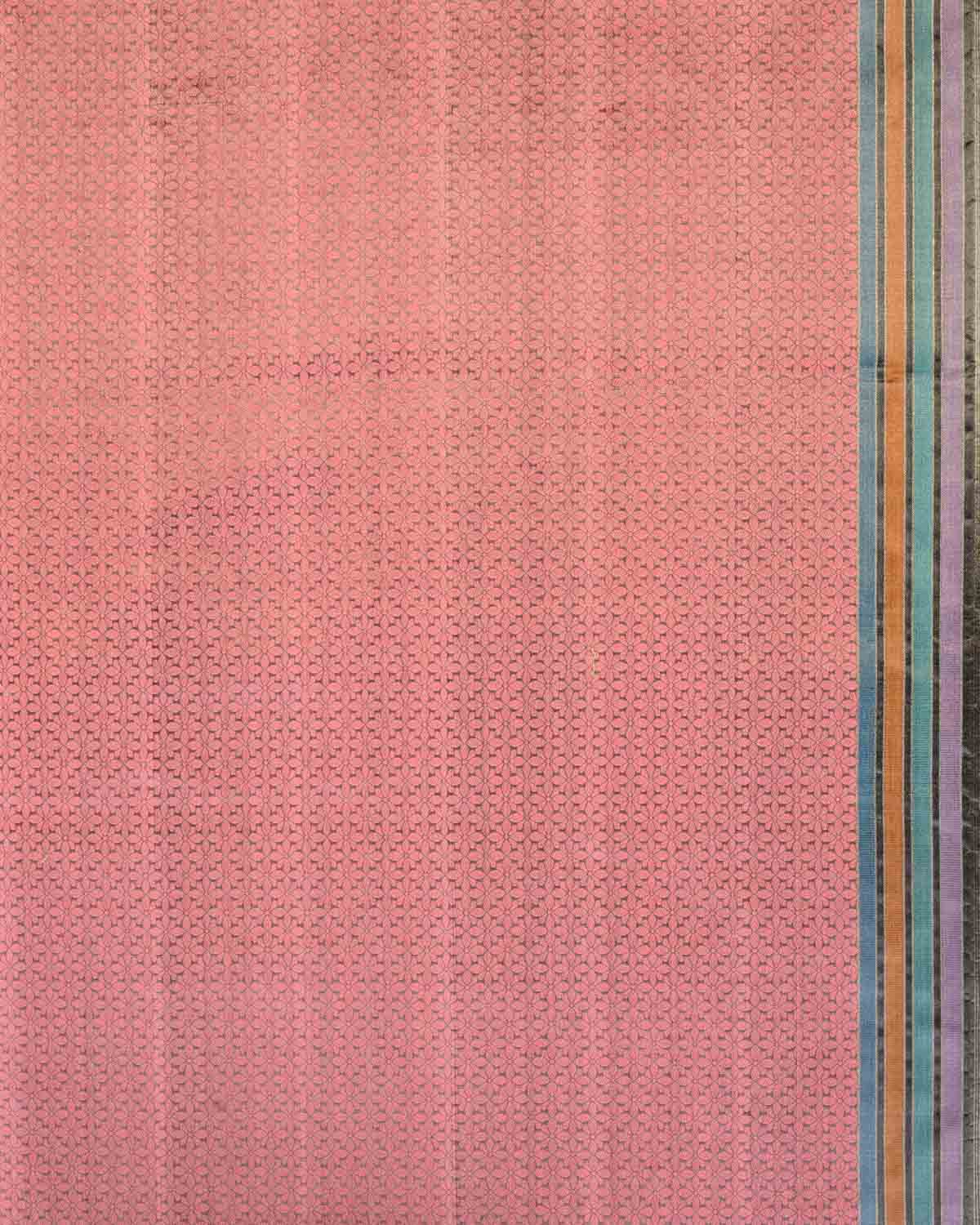 Metallic Gray Banarasi Multi-Color Exotic Piano Stripes Kadhuan Brocade Handwoven Kora Tissue Saree-HolyWeaves