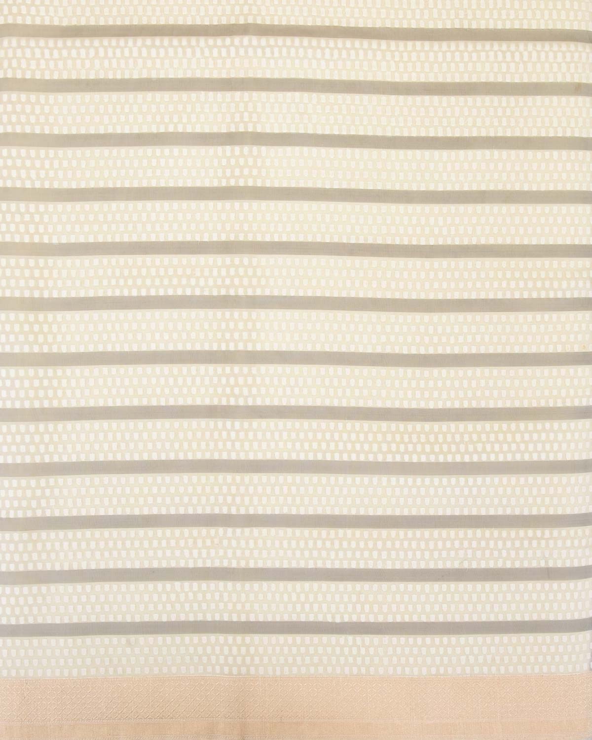 Gray & White Banarasi Resham Polka Dots Cutwork Brocade Handwoven Kora Silk Saree-HolyWeaves