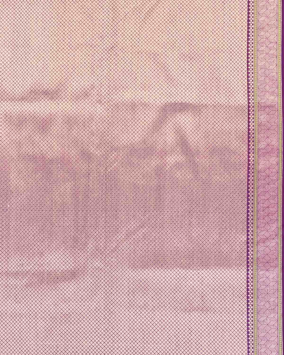 Shot Purple Banarasi Gold & Silver Colored Zari Buti Kadhuan Brocade Handwoven Muga Silk Saree-HolyWeaves