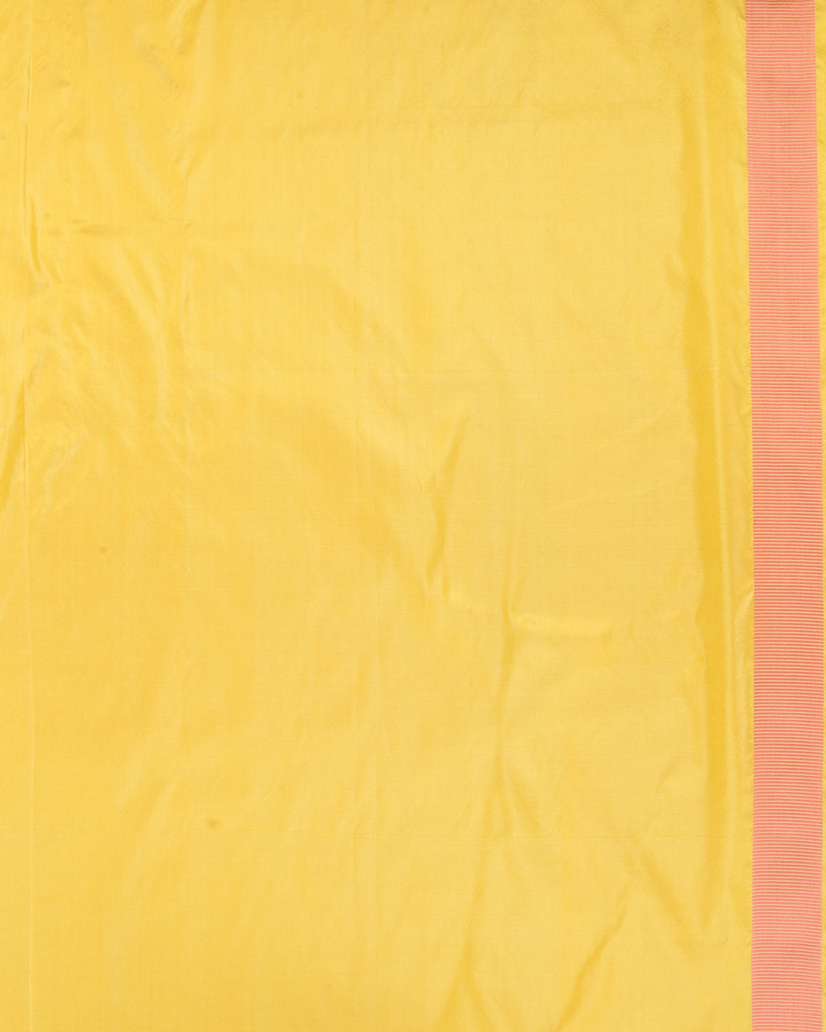 Peach On Yellow Banarasi Glitch Chevron Brocade Handwoven Katan Silk Saree-HolyWeaves