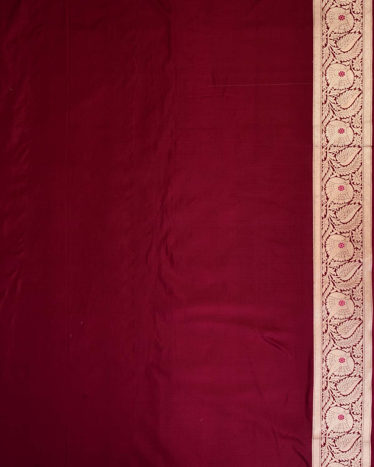 Maroon Banarasi Traditional Jangla Gold Zari And Resham Alfi Cutwork Brocade Handwoven Katan Silk Saree-HolyWeaves