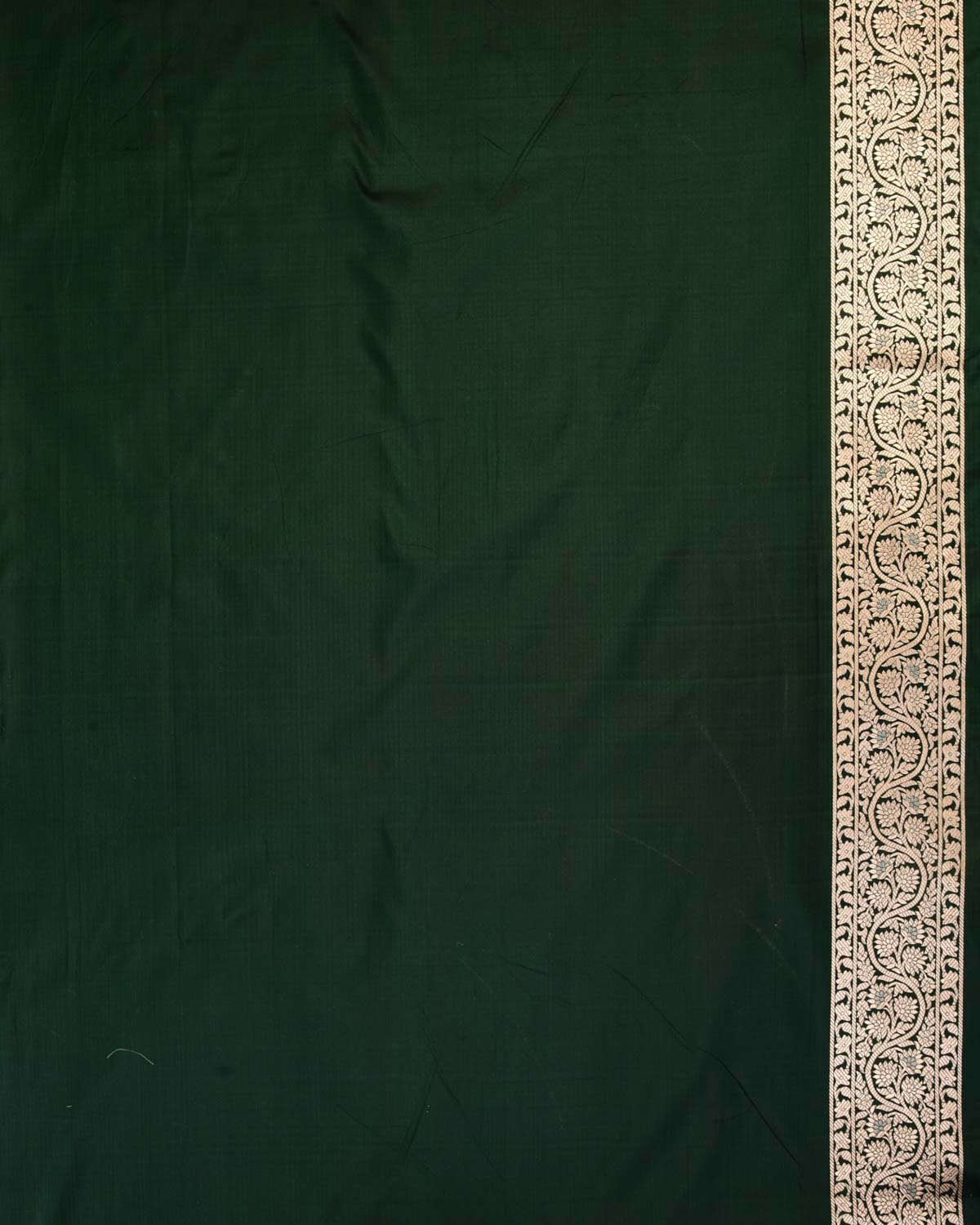 Midnight Green Banarasi Gold & Silver Zari Random Blocks Cutwork Brocade Handwoven Katan Silk Saree-HolyWeaves