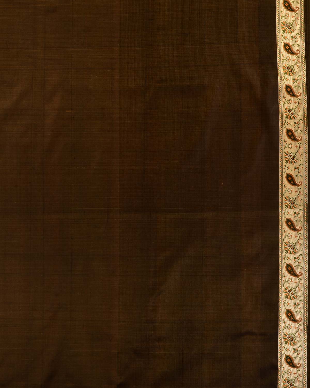 Black Banarasi Tehri Paisley Jamawar Brocade Handwoven Katan Silk Saree with Gold Zari Accents-HolyWeaves