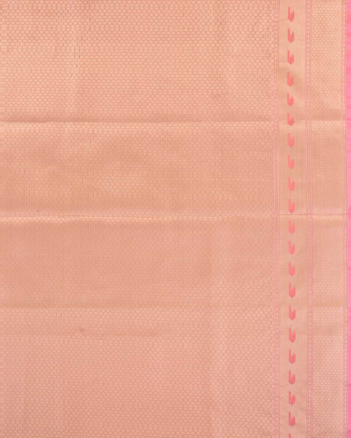 Tuscany Peach Banarasi Gold Zari Polka Buti & Meenekari Palla Cutwork Brocade Woven Art Kora Silk Saree-HolyWeaves